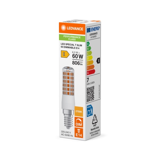 LED SPECIAL T SLIM DIM P 6.5W 827 Clear E14