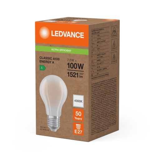 LED CLASSIC A ENERGY EFFICIENCY A S 7.2W 840 Frosted E27