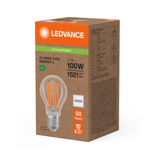 LED CLASSIC A ENERGY EFFICIENCY A S 7.2W 840 Clear E27