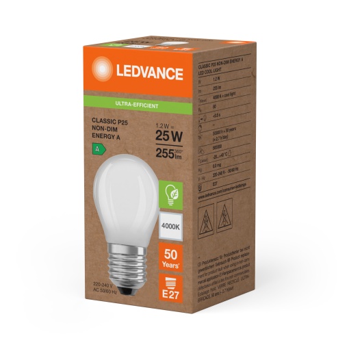 LED CLASSIC P ENERGY EFFICIENCY A S 1.2W 840 Frosted E27