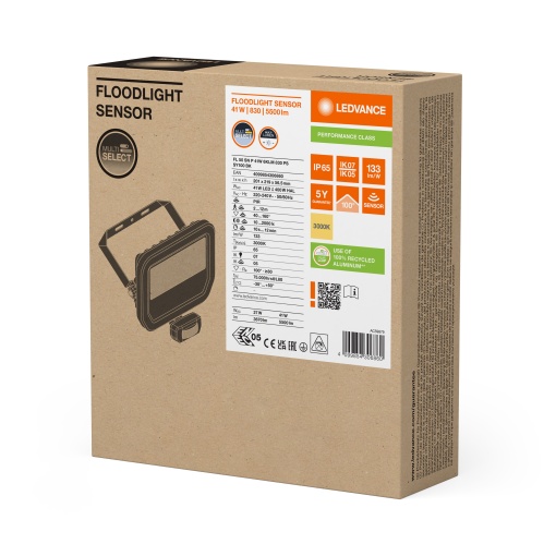 FLOODLIGHT SENSOR 50 41W 6KLM 830 PS SY100 BK