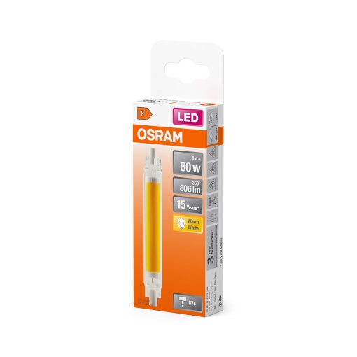 LED SLIM LINE R7S 8W 827 Glas R7s