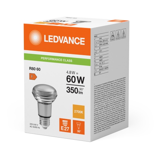 LED R80 P 4.8W 827 E27