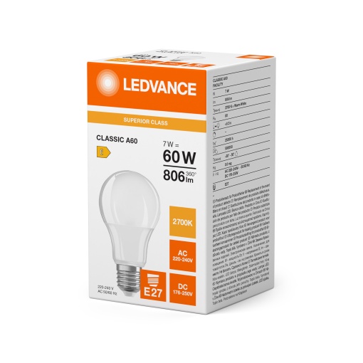 LED CLASSIC LAMPS FOR FACILITIES S 7W 827 Frosted E27
