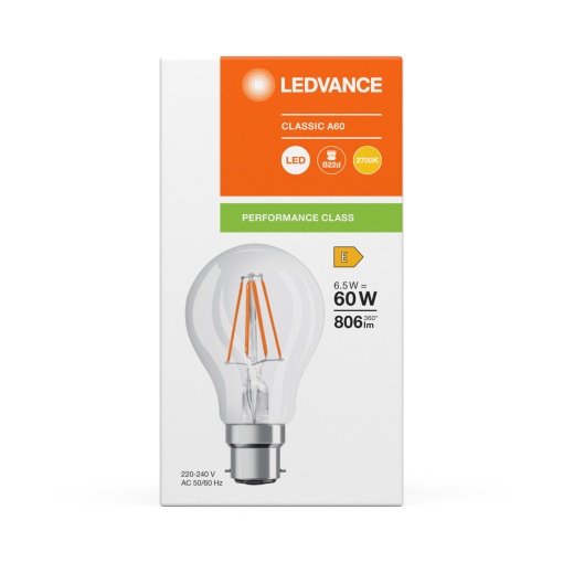 LED CLASSIC A P 6.5W 827 Clear B22d