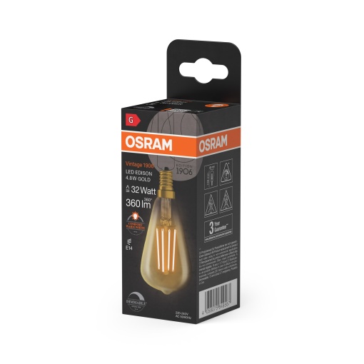 Vintage 1906 LED CLASSIC EDISON DIM 4.8W 822 Gold E14