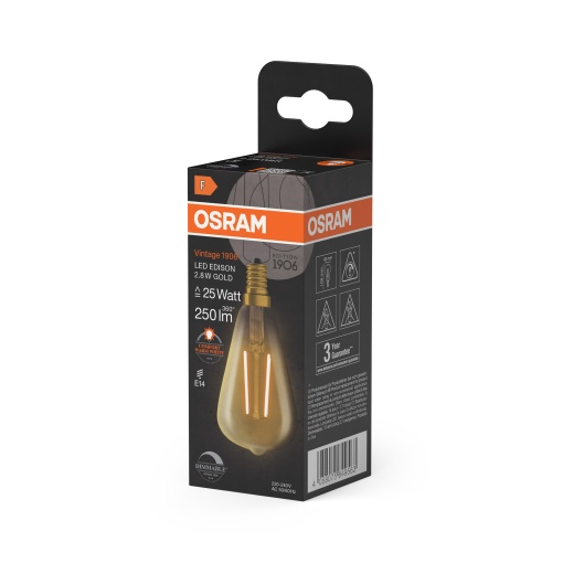Vintage 1906 LED CLASSIC EDISON DIM 2.8W 822 GOLD E14