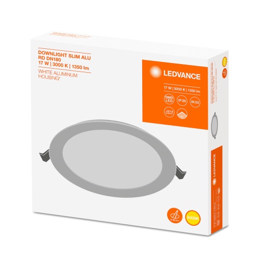 DOWNLIGHT SLIM ALU 180 17 W 3000 K WT