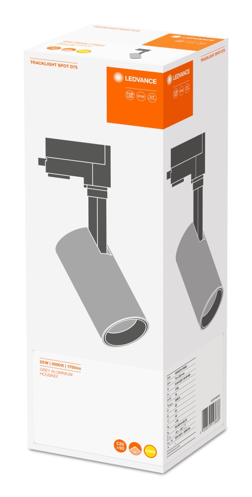 TRACKLIGHT SPOT D75 25W 25 W 3000 K 90RA NFL GY