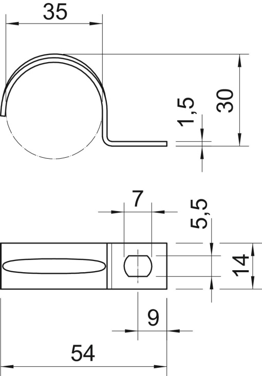 Abraçadeira metálica uma patilha 35mm Aço eletrogalvanizado