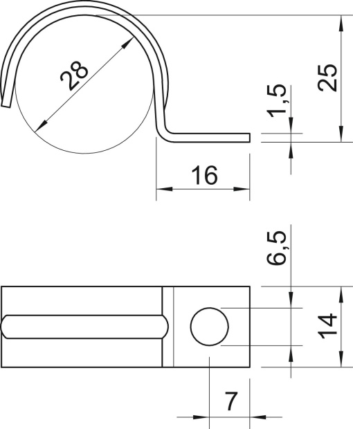 Abraçadeira metálica uma patilha 28mm Aço eletrogalvanizado