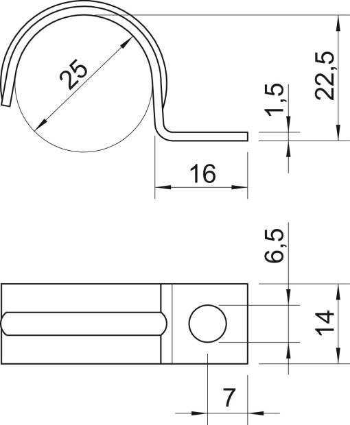Abraçadeira metálica uma patilha 25mm Aço eletrozincado
