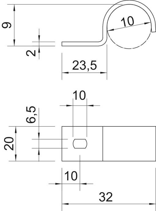 Abraçadeira metálica uma patilha 10mm Aço Galvanizado por imersão a quente após maquinação