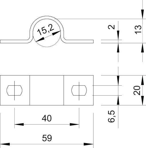 Abraçadeira metálica duas patilhas 16mm Aço Galvanizado por imersão a quente após maquinação