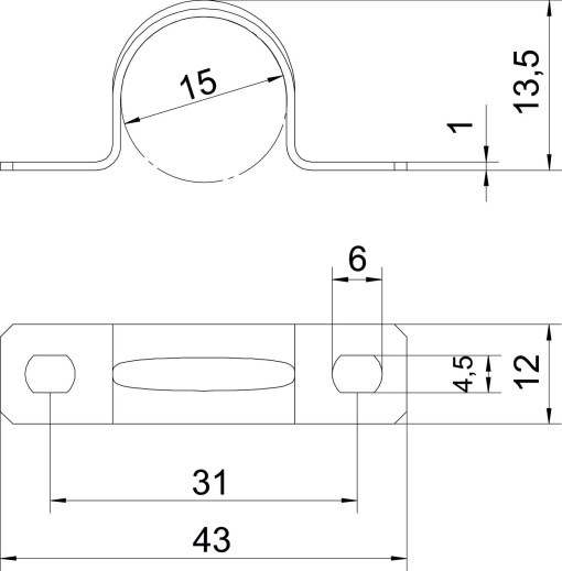 Abraçadeira metálica duas patilhas 15mm Aço eletrogalvanizado