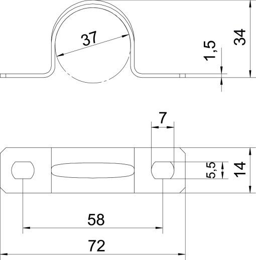 Abraçadeira metálica duas patilhas 37mm Aço eletrozincado