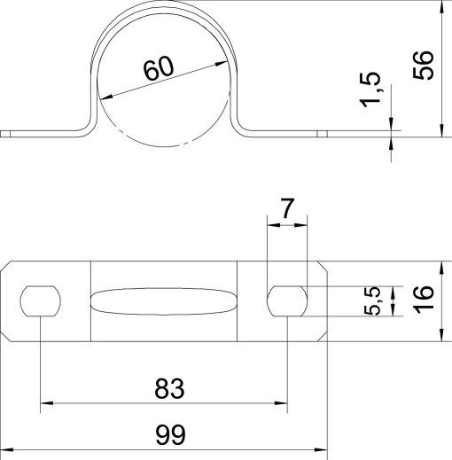 Abraçadeira metálica duas patilhas 60mm Aço eletrozincado