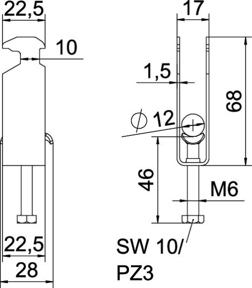 Abraçadeira BBS 2056 tripla 08-12mm Aço galvanizado por imersão a quente após maquinação