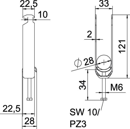 Abraçadeira BBS 2056 tripla 22-28mm Aço galvanizado por imersão a quente após maquinação