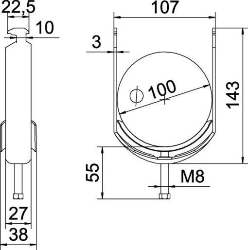 Abraçadeira BBS 2056 90-100mm Aço galvanizado por imersão a quente após maquinação