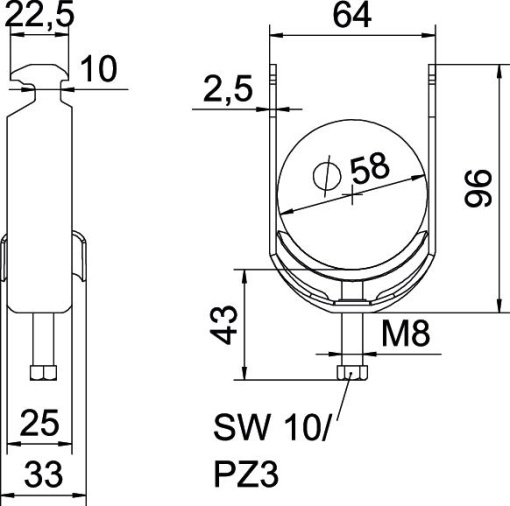 Abraçadeira BBS 2056 52-58mm Aço inoxidável, livre de ferrugem A2 1.4301 brilhante, pós-tratamento