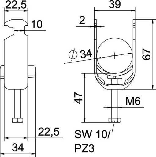 Abraçadeira BBS 2056 28-34mm Aço galvanizado por imersão a quente após maquinação