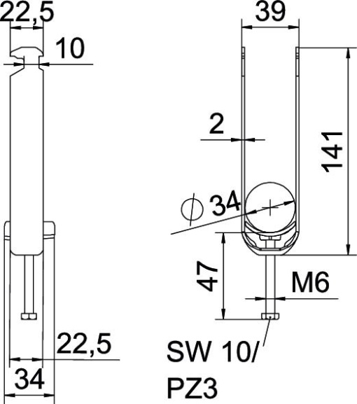 Abraçadeira BBS 2056 tripla 28-34mm Alumínio