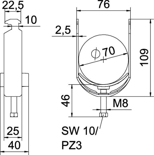 Abraçadeira BBS 2056 64-70mm Alumínio