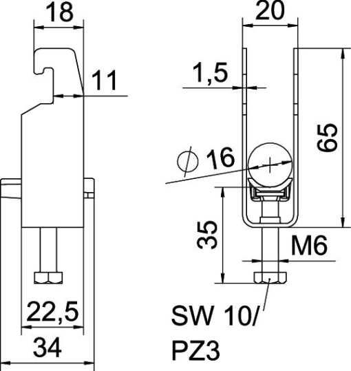 Abraçadeira BBS 2056 dupla 12-16mm Aço galvanizado por imersão a quente após maquinação