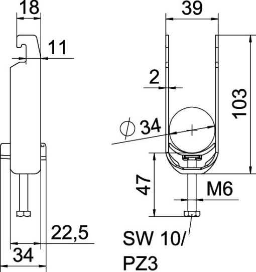 Abraçadeira BBS 2056 dupla 28-34mm Aço galvanizado por imersão a quente após maquinação