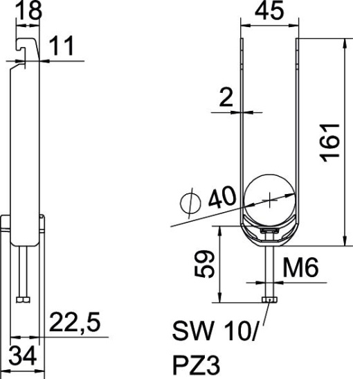 Abraçadeira BBS 2056 tripla 34-40mm Aço galvanizado por imersão a quente após maquinação