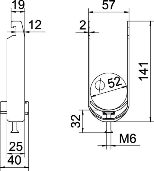 Abraçadeira BBS 2056 dupla 46-52mm Aço galvanizado por imersão a quente após maquinação