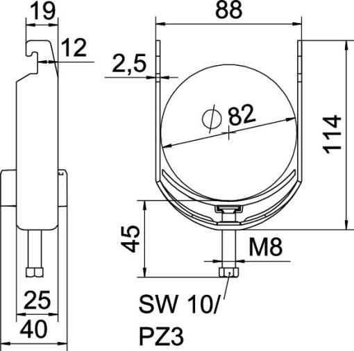 Abraçadeira BBS 2056 76-82mm Aço galvanizado por imersão a quente após maquinação