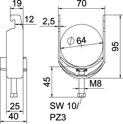 Abraçadeira BBS 2056 58-64mm Aço inoxidável, livre de ferrugem A2 1.4301 brilhante, pós-tratamento