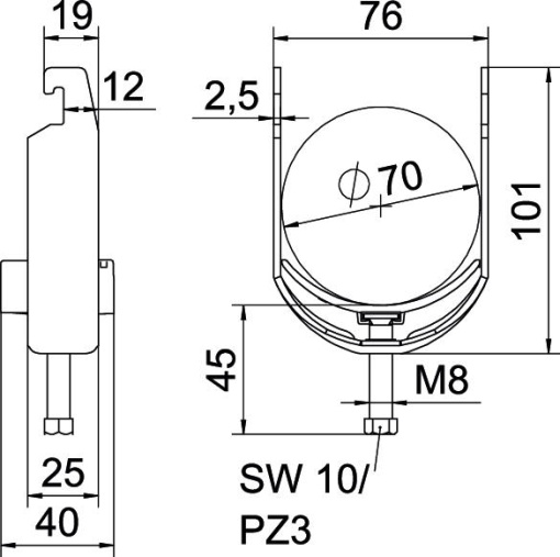 Abraçadeira BBS 2056 64-70mm Alumínio