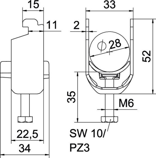 Abraçadeira BBS 2056 22-28mm Aço galvanizado por imersão a quente após maquinação