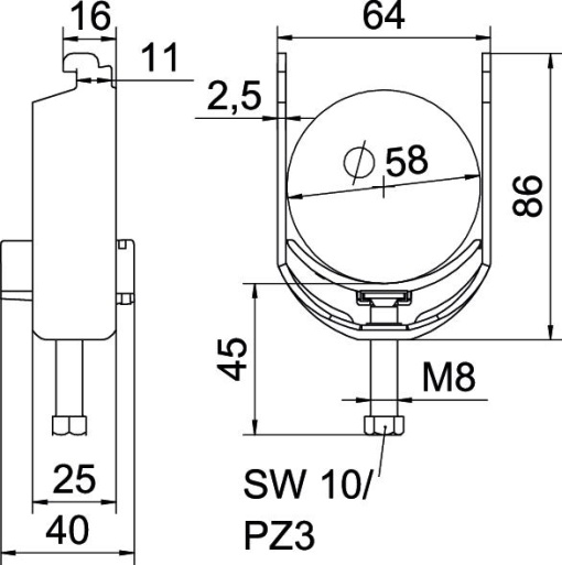 Abraçadeira BBS 2056 52-58mm Alumínio