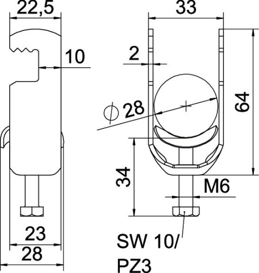Abraçadeira BBS 2056 22-28mm Aço inoxidável, livre de ferrugem A2 1.4301 brilhante, pós-tratamento
