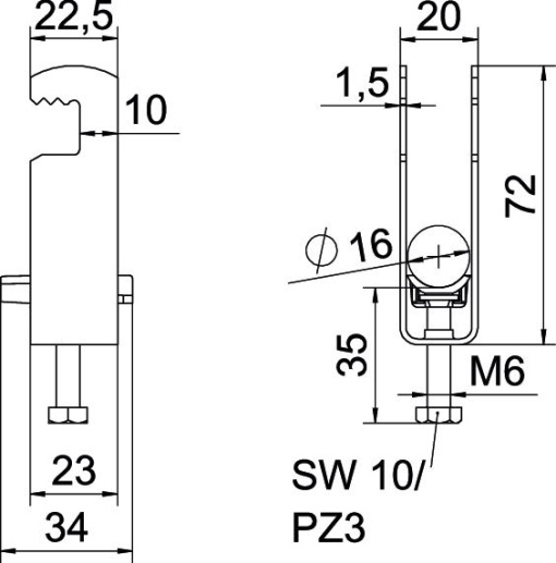 Abraçadeira BBS 2056 dupla 12-16mm Aço galvanizado por imersão a quente após maquinação