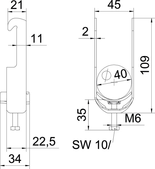 Abraçadeira BBS 2056 34-40mm Aço inoxidável, livre de ferrugem A2 1.4301 brilhante, pós-tratamento