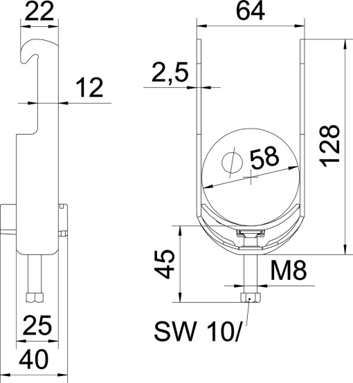 Abraçadeira BBS 2056 52-58mm Aço inoxidável, livre de ferrugem A2 1.4301 brilhante, pós-tratamento