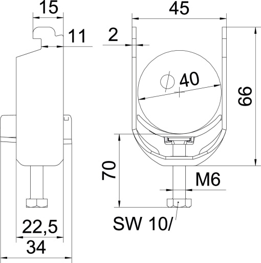 Abraçadeira BBS 2056 34-40mm Aço inoxidável, livre de ferrugem A2 1.4301 brilhante, pós-tratamento