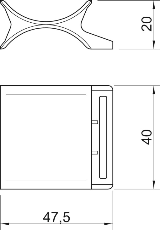 Placa dupla 40-46mm Polipropileno cinzento claro RAL 7035