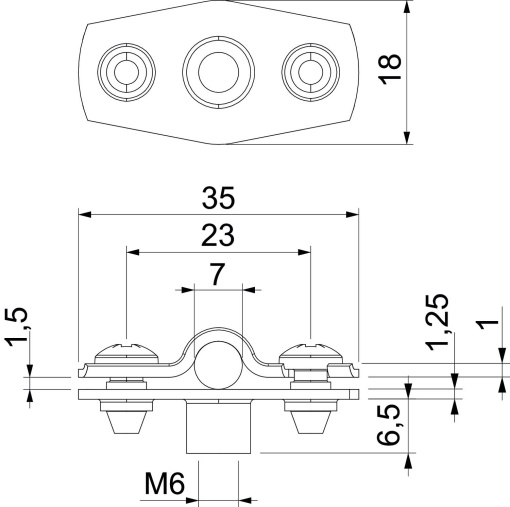 Abraçadeira metálica com rosca M6 6-7mm Aço inoxidável 1.4571 A4 1.4571