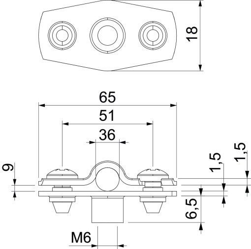 Abraçadeira metálica com rosca M6 30-36mm Aço inoxidável 1.4571 A4 1.4571