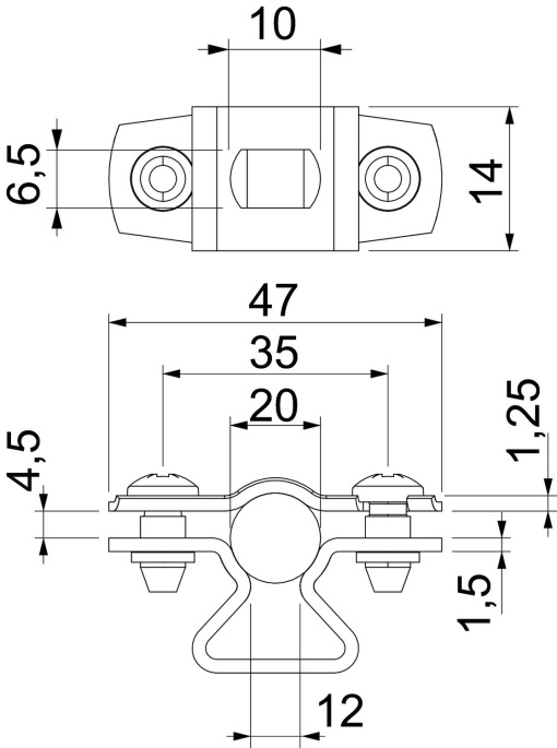 Abraçadeira metálica com furo oblongo 17-20mm Aço inoxidável, livre de ferrugem 1.4301 A2 1.4301