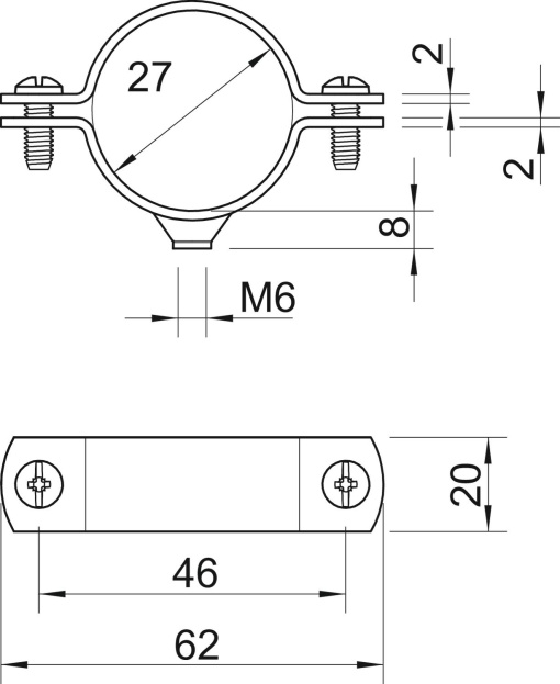 Abraçadeira metálica com rosca M6 34" Aço Galvanizado por imersão a quente após maquinação