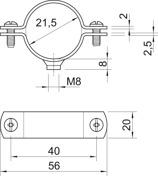 Abraçadeira metálica com rosca M8 12" Aço Galvanizado por imersão a quente após maquinação