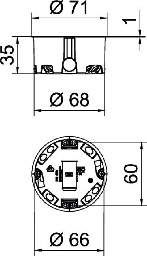 Caixa de aparelhagem HW modelo plano Ø68mm, H35mm Polipropileno cor-de-laranja
