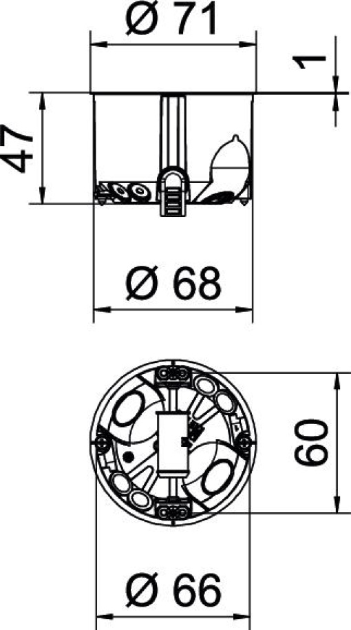 Caixa de aparelhagem HW hermética Ø68mm, H47mm Polipropileno  Elastómero termoplástico cor de laranja  cinzento